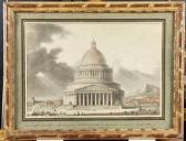 BENARD Charles Joachim Vue Perspective D'une Église Cathédrale BENARD Charles Joachim Vue Perspective D'une Église Cathédrale