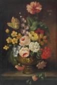 BENEDIGHT Martin Still Life Of Summer Flowers On A Marble Ledge BENEDIGHT Martin Still Life Of Summer Flowers On A Marble Ledge