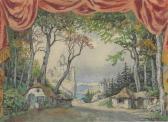 BENOIS Alexandre Set Design For Giselle: Act I, A Rustic Village On The Rhine BENOIS Alexandre Set Design For Giselle: Act I, A Rustic Village On The Rhine