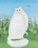 BENOIT Jacqueline White Cat With A Dragonfly BENOIT Jacqueline White Cat With A Dragonfly