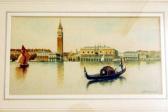 BENVENUTI S. Gondola On Calm Water With Panoramic Buildings BENVENUTI S. Gondola On Calm Water With Panoramic Buildings