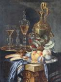 BERENTZ Christian Peaches And Figs On A Pewter Platter, A Façon De Venise Fluted Wineglass And Vessel With A Bohemian Covered Goblet And Covered Beakeron A Gilt Platter, All Resting On A Partially Draped Stoneledge BERENTZ Christian Peaches And Figs On A Pewter Platter, A Façon De Venise Fluted Wineglass And Vessel With A Bohemian Covered Goblet And Covered Beakeron A Gilt Platter, All Resting On A Partially Draped Stoneledge