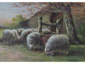 BERGHILYS A. Sheep Feed From A Trough By A Well BERGHILYS A. Sheep Feed From A Trough By A Well