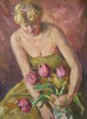 BERGMANN Klaus Junge Frau Mit Tulpenstrauß BERGMANN Klaus Junge Frau Mit Tulpenstrauß