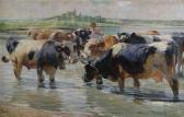 BERGMANN Max Cattle At A Watering Place Near Woerth/karlsruhe BERGMANN Max Cattle At A Watering Place Near Woerth/karlsruhe