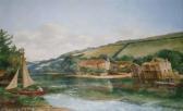 BERLUM Charles Foresters Before A Woodland Cottage And Lake BERLUM Charles Foresters Before A Woodland Cottage And Lake