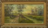 BERNARD DE JAHAM Marie Therese View Of A Country Road By A Tranquil Stream BERNARD DE JAHAM Marie Therese View Of A Country Road By A Tranquil Stream