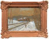 BERNARD Emile Fahrender Zug In Winterlandschaft BERNARD Emile Fahrender Zug In Winterlandschaft