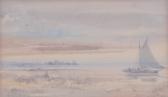 BERNARD N Sailing Boat In Coastal Scene BERNARD N Sailing Boat In Coastal Scene