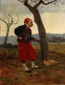 BERNE-BELLECOUR Etienne Prosper A French Zouave Holding His Rifle BERNE-BELLECOUR Etienne Prosper A French Zouave Holding His Rifle