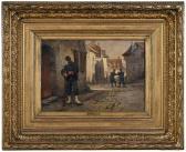 BERNE-BELLECOUR Etienne Prosper Infantrymen In A Village BERNE-BELLECOUR Etienne Prosper Infantrymen In A Village