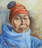 BERTHELSEN Carlo A Portrait Of A Woman From Greenland Wearing A Blue Anorak BERTHELSEN Carlo A Portrait Of A Woman From Greenland Wearing A Blue Anorak
