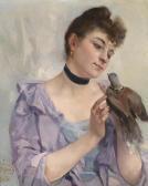 BERTIN Alexandre Young Woman With Pigeon BERTIN Alexandre Young Woman With Pigeon