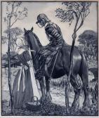 BERTOGLIO V.J Mounted Cromwellian Soldier And Standing Maid BERTOGLIO V.J Mounted Cromwellian Soldier And Standing Maid