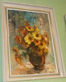 berzins Valter Still Life With Yellow Flowers In Orange Vase berzins Valter Still Life With Yellow Flowers In Orange Vase