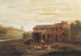 BERZON A. A Peasant With Cattle, Sheep And Goats On A Farmyard, At Sunset BERZON A. A Peasant With Cattle, Sheep And Goats On A Farmyard, At Sunset