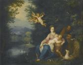 BESCHEY Carel A River Landscape With The Holy Family And The Infant Saint John The Baptist BESCHEY Carel A River Landscape With The Holy Family And The Infant Saint John The Baptist