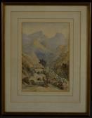 BEVERLY Roxby Mountain Scene With Religious Procession Crossing Bridge BEVERLY Roxby Mountain Scene With Religious Procession Crossing Bridge