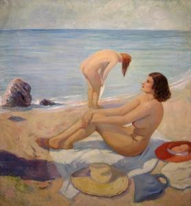 Alice Conklin Bevin - Nude Bathers On The Beach