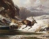 BEYER Carl Erlegter Hirsch Im Schnee. BEYER Carl Erlegter Hirsch Im Schnee.