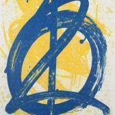 BIEDERMANN Wolfgang E. Schriftzeichen In Blau Und Gelb BIEDERMANN Wolfgang E. Schriftzeichen In Blau Und Gelb