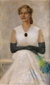 BIELEFELD Bruno Portrait Einer Jungen Dame In Weissemkleid Mit Schwarzen Handschuhen Und Blumenstrauss BIELEFELD Bruno Portrait Einer Jungen Dame In Weissemkleid Mit Schwarzen Handschuhen Und Blumenstrauss