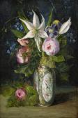 BILLING Anna Svenborg Blomsterstilleben Med Rosor, Förgätmigej (myosotis Scorpioides) Och Vita Madonnaliljor (lilium Candidum) I Kinesisk Vas BILLING Anna Svenborg Blomsterstilleben Med Rosor, Förgätmigej (myosotis Scorpioides) Och Vita Madonnaliljor (lilium Candidum) I Kinesisk Vas