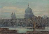 BILLINGHURST Alfred John St Pauls From The River Thames With One Steam Boat BILLINGHURST Alfred John St Pauls From The River Thames With One Steam Boat