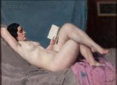 BILOUL Louis-Francois Reclining Nude With Book BILOUL Louis-Francois Reclining Nude With Book