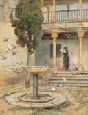 BIRKET FOSTER Myles A Courtyard In The Alhambra BIRKET FOSTER Myles A Courtyard In The Alhambra