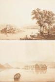 BIRMANN Peter Lago Maggiore With Borromeo Island In The Foreground; And Lagomaggiore With The Isola Bella, Fishermen In The Foreground BIRMANN Peter Lago Maggiore With Borromeo Island In The Foreground; And Lagomaggiore With The Isola Bella, Fishermen In The Foreground