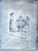 BISCARRA Cesare Tocco In Penna Raffigurante Una Scultura Con Tre Bimbi E Un Cane. BISCARRA Cesare Tocco In Penna Raffigurante Una Scultura Con Tre Bimbi E Un Cane.