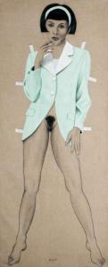 Thierry Bisch - Sylvie (de La Série Paper Dolls), 1997
 Acrylique, Fusain Et Ruban Adhésif Sur Toile Signée Et Datée En Bas Au Milieu
