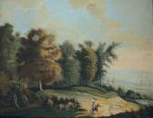 bischoff j.m. Bewaldete Landschaft Mit Schäfern. bischoff j.m. Bewaldete Landschaft Mit Schäfern.
