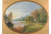 BISHOP D. A Tranquil River Landscape With Swans BISHOP D. A Tranquil River Landscape With Swans