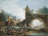 BISON Giuseppe Bernardino Landscape With Soldiers On Horseback And An Arched Bridge BISON Giuseppe Bernardino Landscape With Soldiers On Horseback And An Arched Bridge