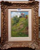 BLADEN Murray Bernard An Artist And Children On A Grassy Hill BLADEN Murray Bernard An Artist And Children On A Grassy Hill