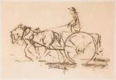 BLAMPIED Edmund Man On Horse Drawn Wagon BLAMPIED Edmund Man On Horse Drawn Wagon