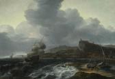 BLANKERHOFF Jan Theunisz. Naval Scene In Front Of A Coast. BLANKERHOFF Jan Theunisz. Naval Scene In Front Of A Coast.