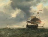 BLANKERHOFF Jan Theunisz. Navi Da Battaglia E Barche Di Pescatori Nel Mare In Tempesta BLANKERHOFF Jan Theunisz. Navi Da Battaglia E Barche Di Pescatori Nel Mare In Tempesta