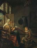BLIEK Pieter Bub Und Magd Beim Klöppeln In Einer Stube. BLIEK Pieter Bub Und Magd Beim Klöppeln In Einer Stube.