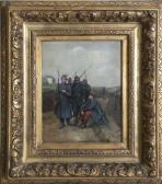 BLIGNY Albert French Soldiers Marching Through A Trench, During The Franco-prussian War BLIGNY Albert French Soldiers Marching Through A Trench, During The Franco-prussian War