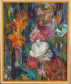 BLOCH Gladys K. Modernist Composition, Woman In Flower Garden BLOCH Gladys K. Modernist Composition, Woman In Flower Garden