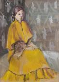 BLOKH Marina Femme Assise En Robe Jaune BLOKH Marina Femme Assise En Robe Jaune