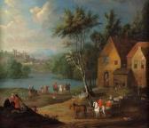 BLOMMAERT Maximiliaan Hameau Animé Près D'un Lac BLOMMAERT Maximiliaan Hameau Animé Près D'un Lac