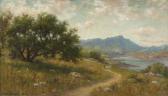 BLOOMER Hiram Reynolds Figure Walking Through A California Landscape BLOOMER Hiram Reynolds Figure Walking Through A California Landscape