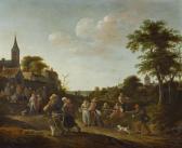 BLOOT de Pieter Village Scene With A Gathering Before The Church. BLOOT de Pieter Village Scene With A Gathering Before The Church.