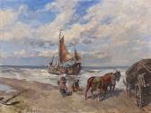 BOCHMANN von Gregor Strandlandschaft Mit Fischern Und Pferdewagen BOCHMANN von Gregor Strandlandschaft Mit Fischern Und Pferdewagen