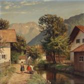 BOEHM L Southern German Landscape With Two Women BOEHM L Southern German Landscape With Two Women