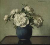 BOGAERTS Jan White Peonies In A Blue Earthenware Vase BOGAERTS Jan White Peonies In A Blue Earthenware Vase
